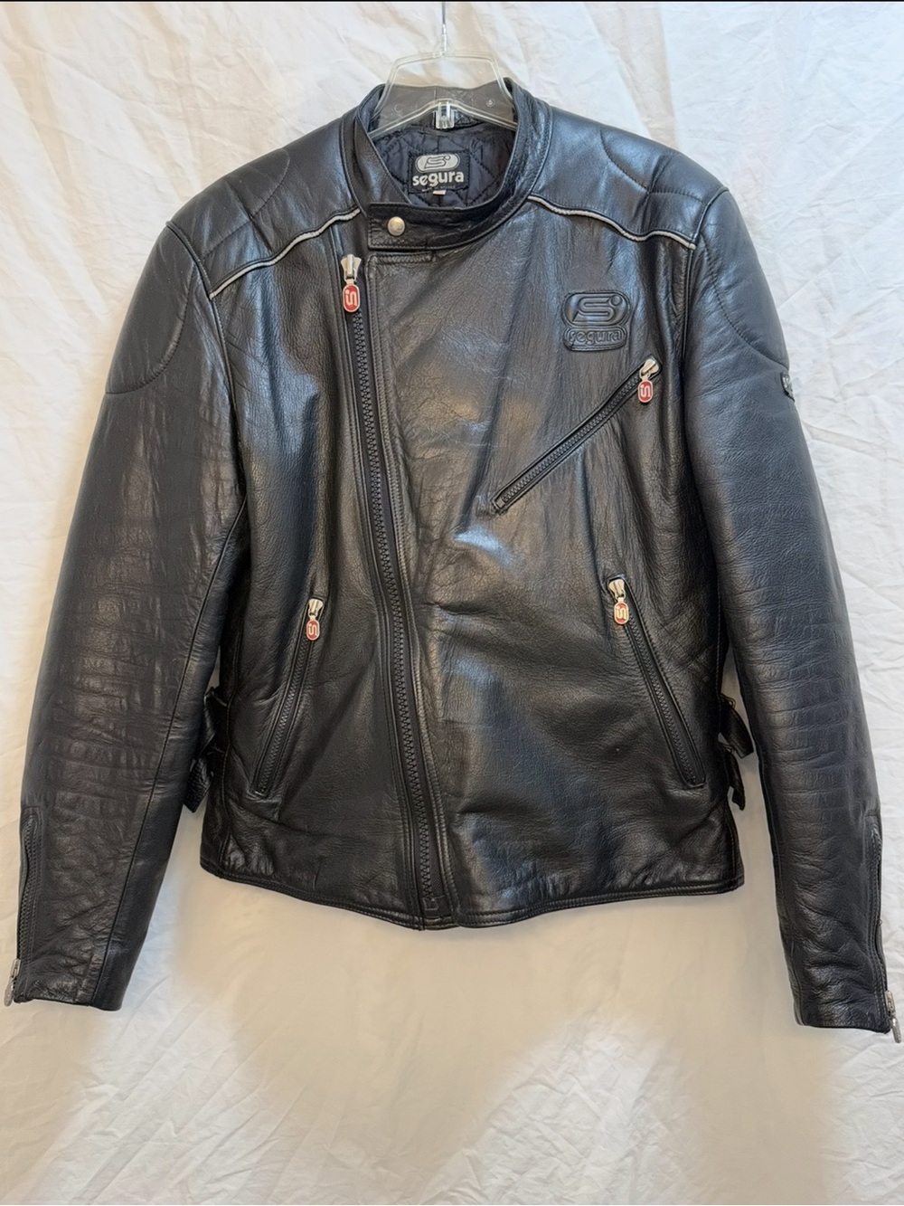 Men's Black Leather SEGURA Motorcycle Jacket